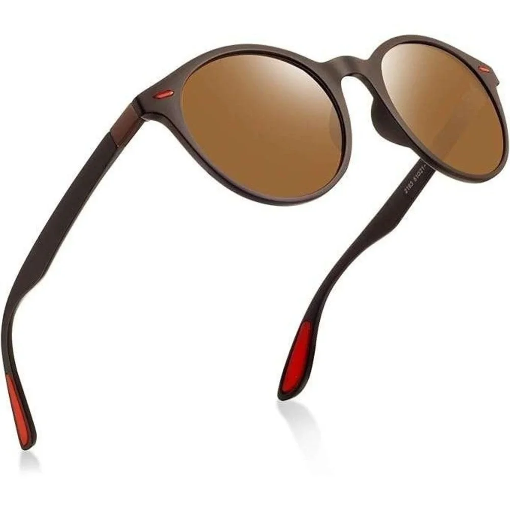 Sunglasses Brown Lens Circle Frame Fashion‎ Model Fashionable Beach Casual Style